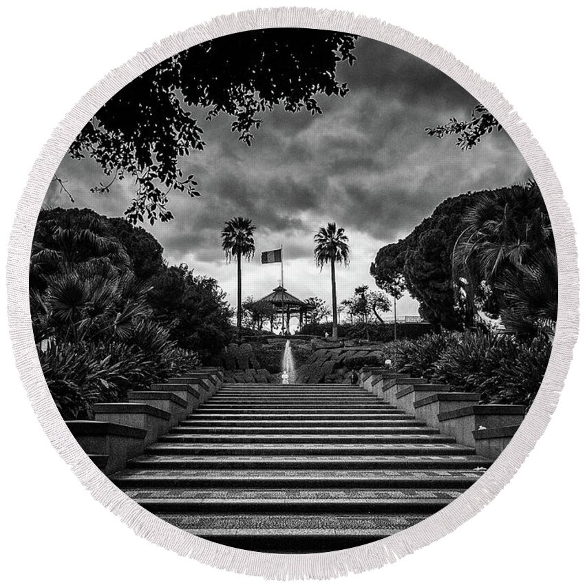 Catania Round Beach Towel featuring the photograph Bellini Garden Park in Catania, Sicily by Monroe Payne