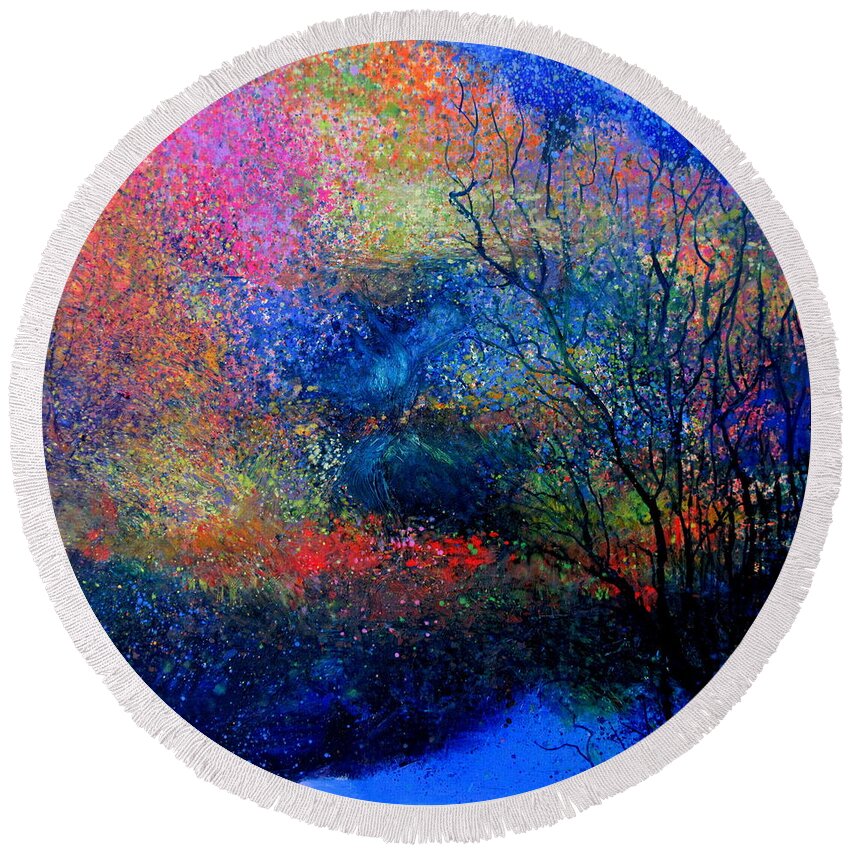 Brook Round Beach Towel featuring the painting Betty's Brook 3 by Gregg Caudell