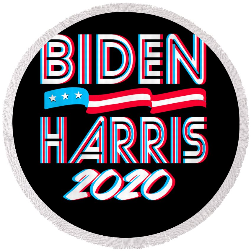 Cool Round Beach Towel featuring the digital art Biden Harris For President 2020 by Flippin Sweet Gear