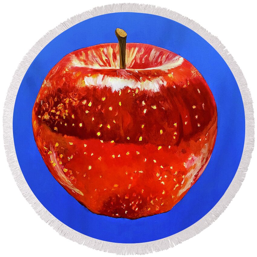 Big Apple Round Beach Towel featuring the painting Big Apple by Thomas Blood