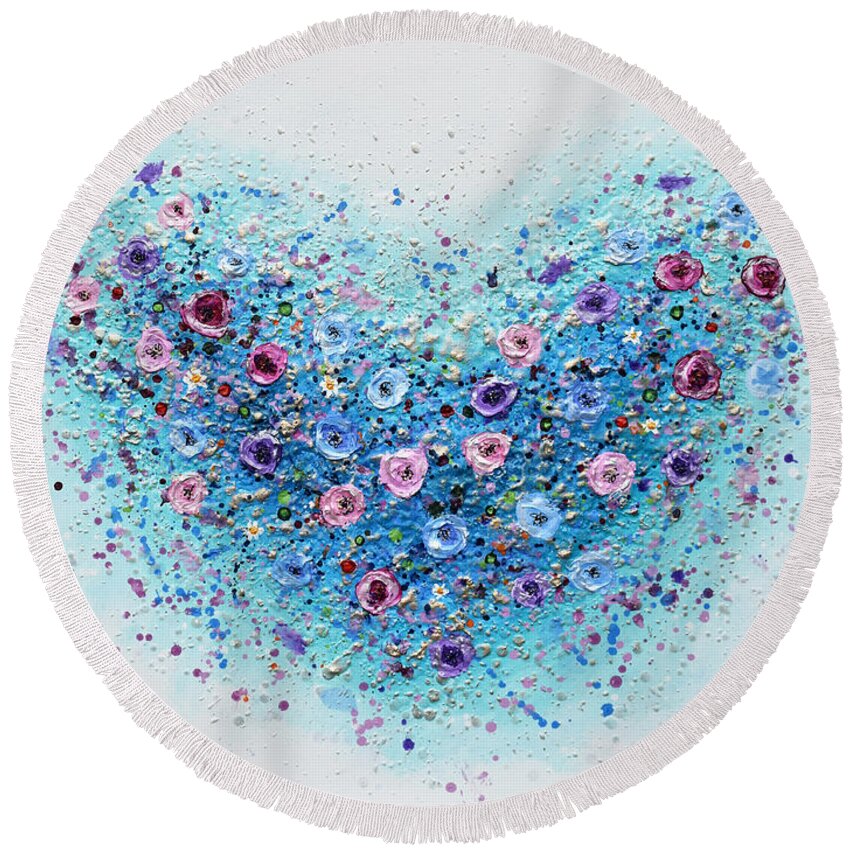 Heart Round Beach Towel featuring the painting Big Heart by Amanda Dagg