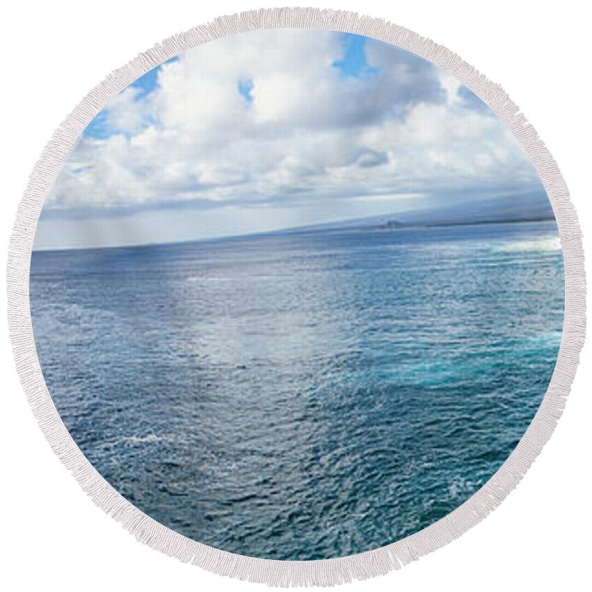Big Island Round Beach Towel featuring the photograph Big Island South Point - Panoramic by Anthony Jones