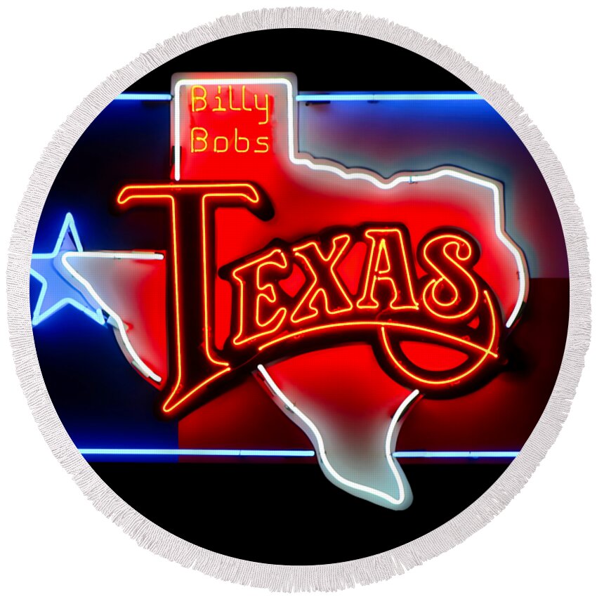 Texas Round Beach Towel featuring the photograph Billy Bobs by Micah Offman