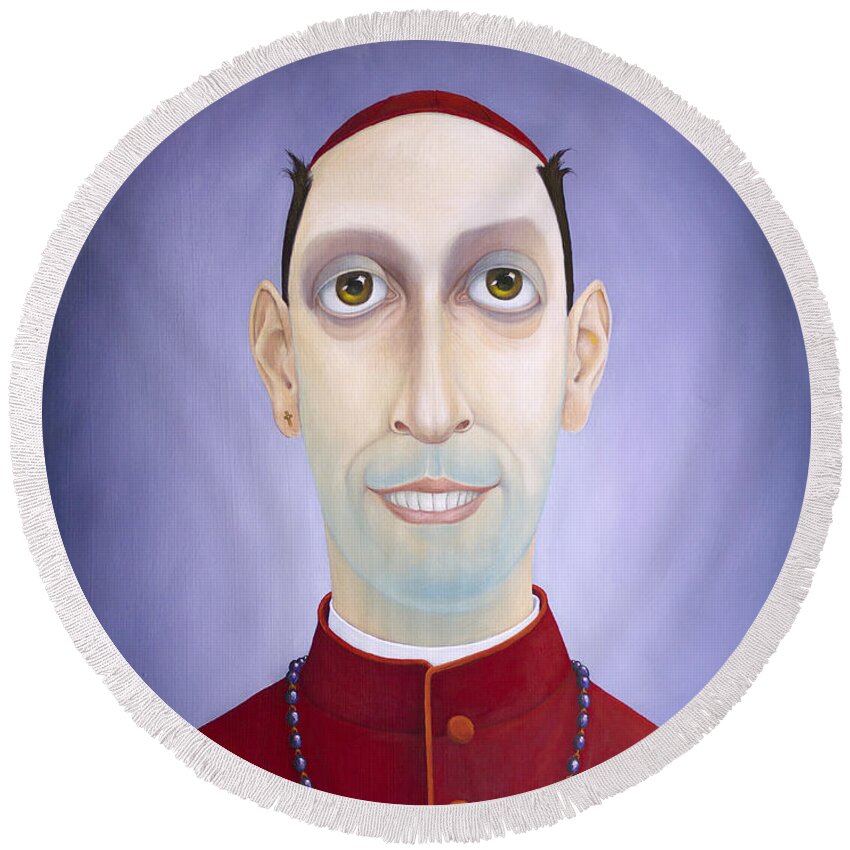 Bishop Round Beach Towel featuring the painting Bishop Fingah by Hone Williams
