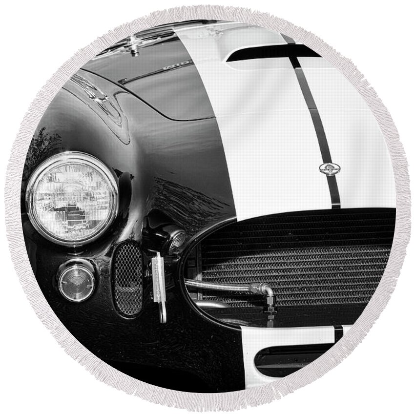 Ford Round Beach Towel featuring the photograph Black and White Cobra by Dennis Hedberg