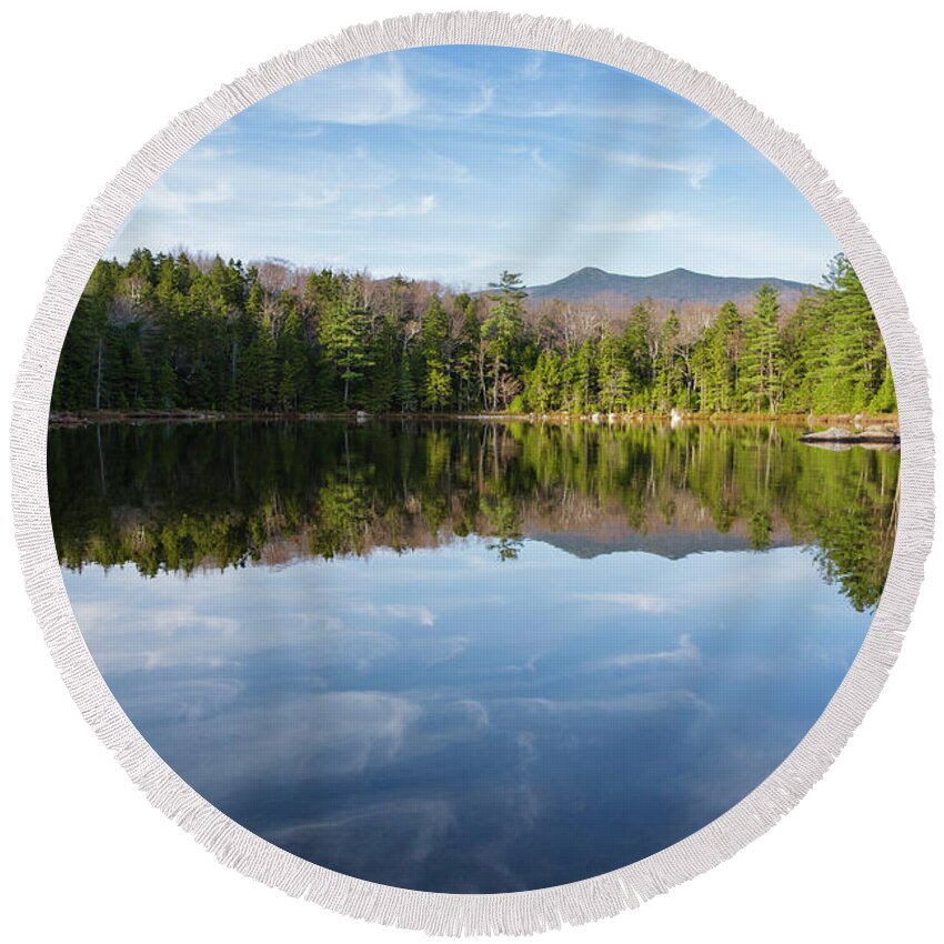 Backcountry Round Beach Towel featuring the photograph Black Pond - Lincoln, New Hampshire by Erin Paul Donovan