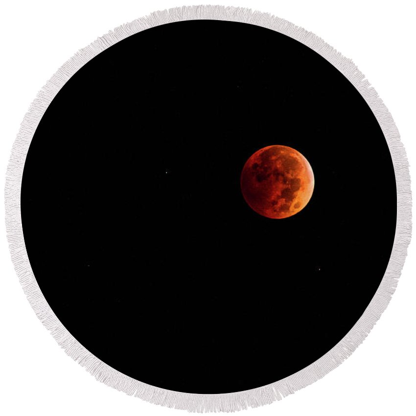  Round Beach Towel featuring the photograph Blood Moon by Nicole Engstrom