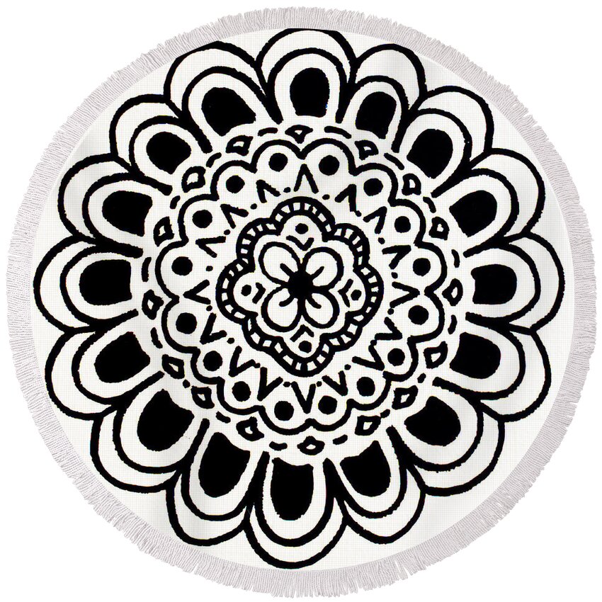 Mandala Round Beach Towel featuring the painting Bloom by Beth Ann Scott