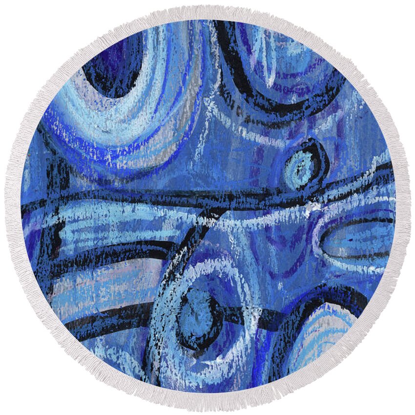 Blue Round Beach Towel featuring the painting Blue Abstract 1. Non Objective Art. by Amy E Fraser