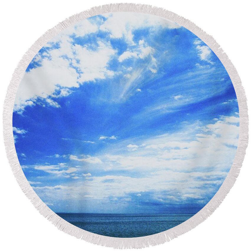 Sky Round Beach Towel featuring the photograph Blue Blue Skies by Annalisa Rivera-Franz