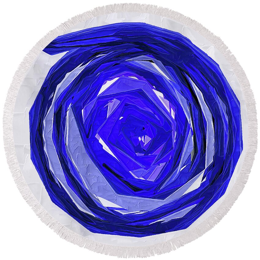 Abstract Round Beach Towel featuring the digital art Blue Circle by Kirt Tisdale