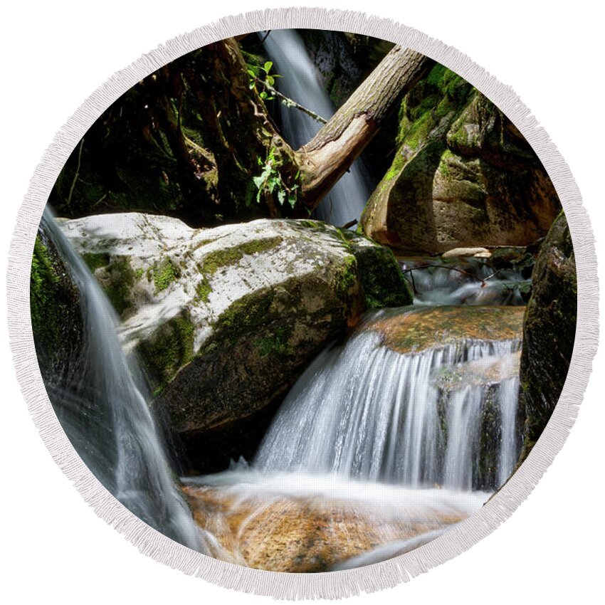 Nature Round Beach Towel featuring the photograph Blue Hole Falls 11 by Phil Perkins