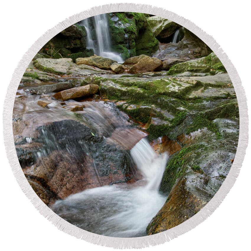 Nature Round Beach Towel featuring the photograph Blue Hole Falls 15 by Phil Perkins