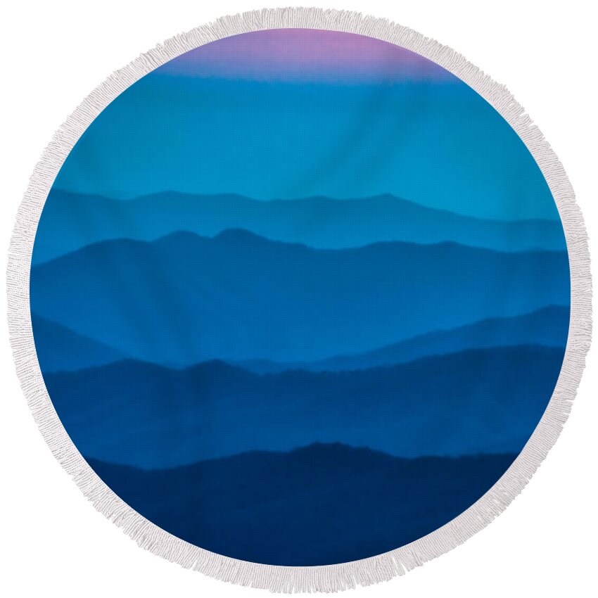 Blue Hour Round Beach Towel featuring the photograph Blue Hour at Clingman's Dome by Roberta Kayne