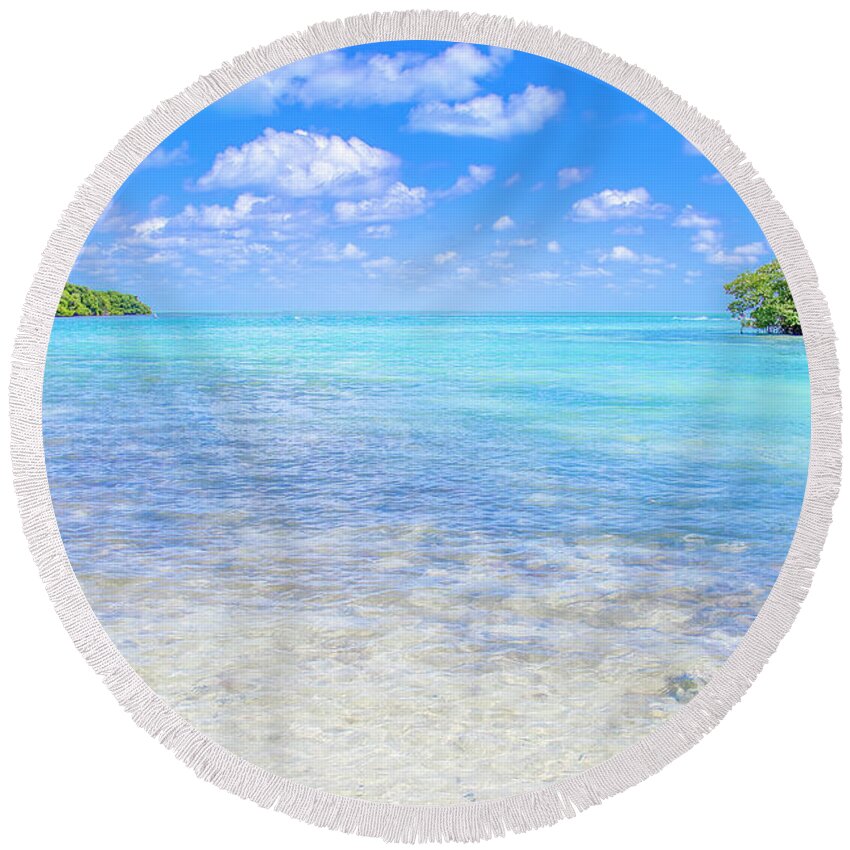 Blue Lagoon Round Beach Towel featuring the photograph Blue Lagoon by Mark Andrew Thomas