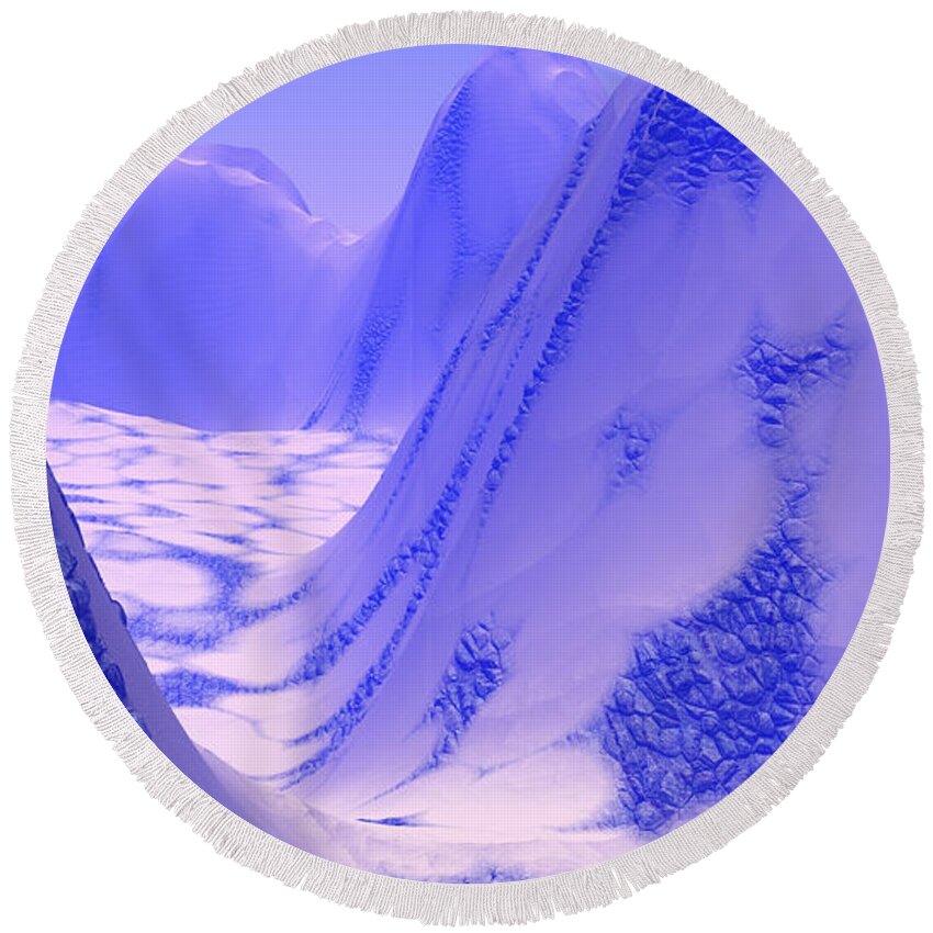 Skin Round Beach Towel featuring the digital art Blue Reptile Planet by Bernie Sirelson