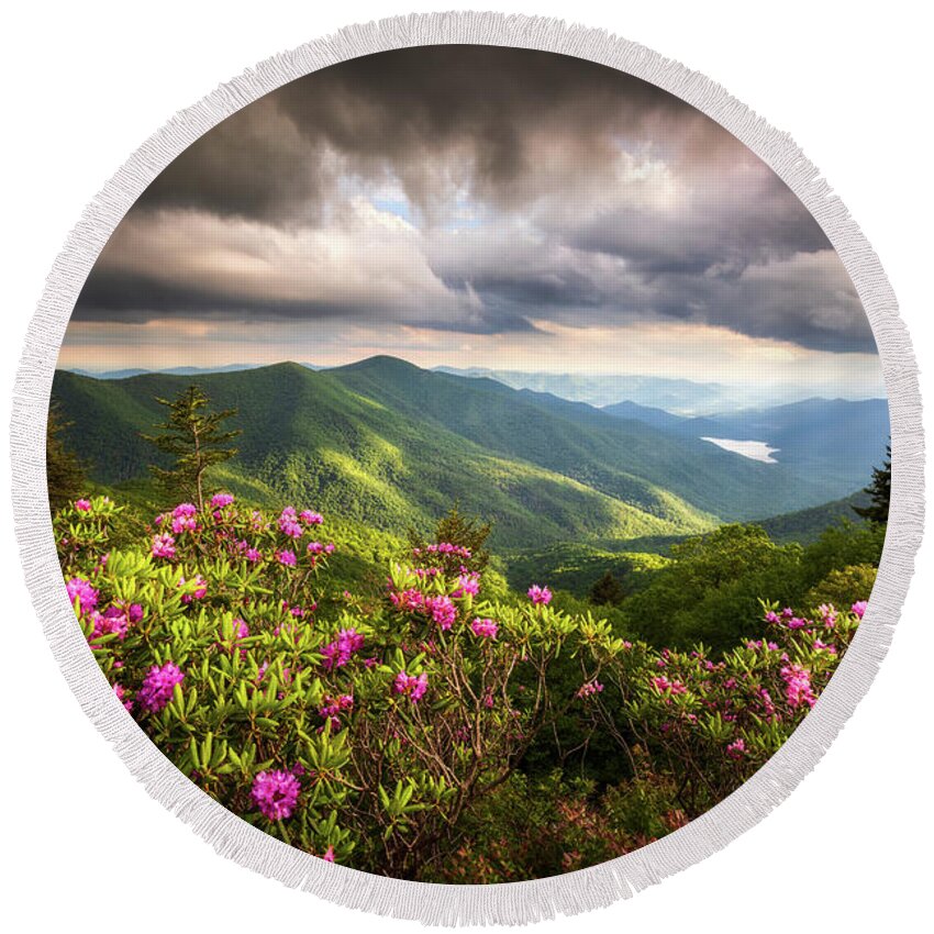 Blue Ridge Parkway Round Beach Towel featuring the photograph Blue Ridge Parkway Landscape Photography Asheville NC Appalachian Mountains North Carolina by Dave Allen