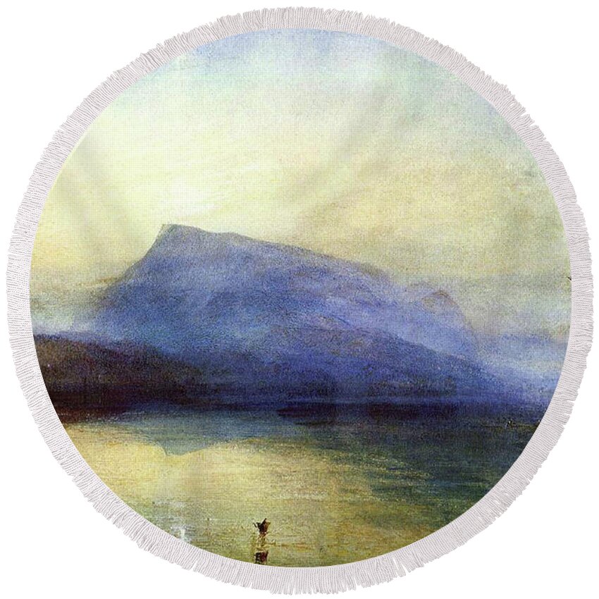 English Round Beach Towel featuring the painting Blue Rigi by William Truner