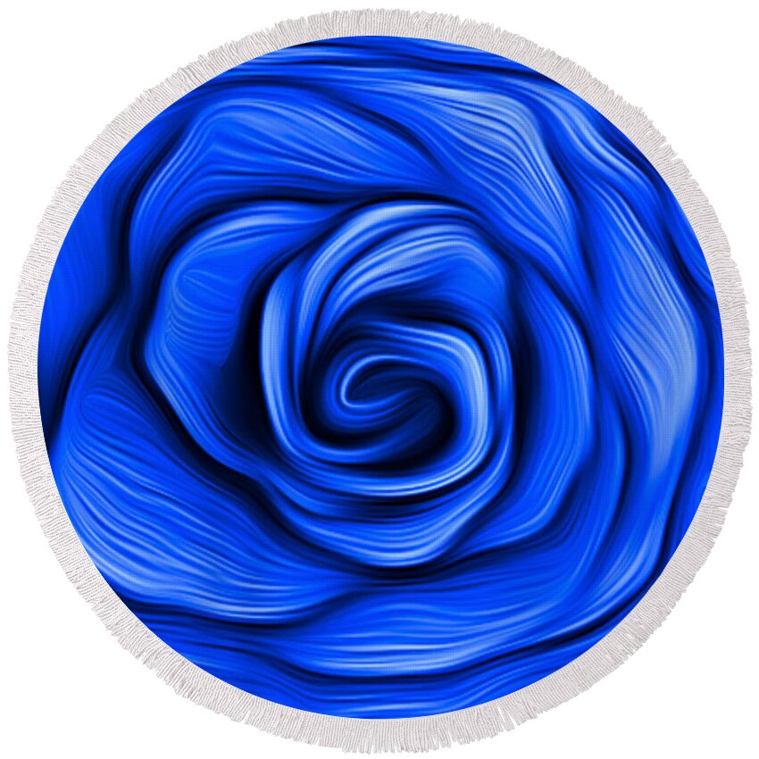 Flower Round Beach Towel featuring the digital art Blue Rose by Ronald Mills