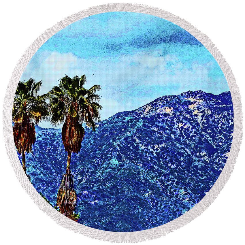 Mountains Round Beach Towel featuring the photograph Blue Verdugo by Andrew Lawrence