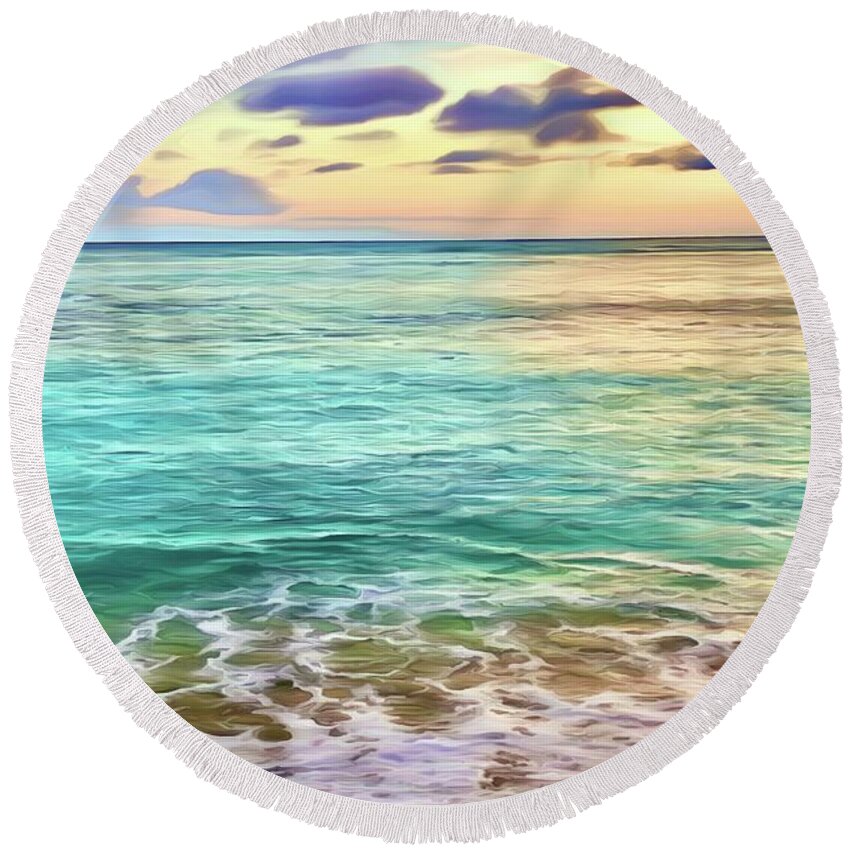 Ocean Round Beach Towel featuring the photograph Blue Water Heaven by Carol Riddle