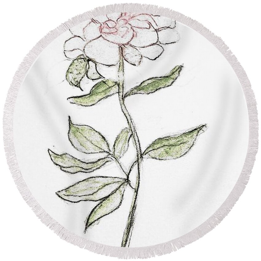 Open Your Heart Round Beach Towel featuring the painting Blushing Heart by Margaret Welsh Willowsilk