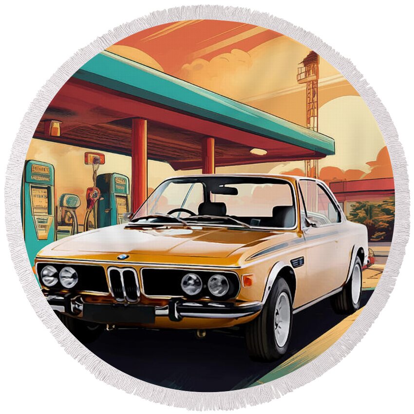 Bmw 3.0 Csl Round Beach Towel by Bo Kev Bo Kev Official Website