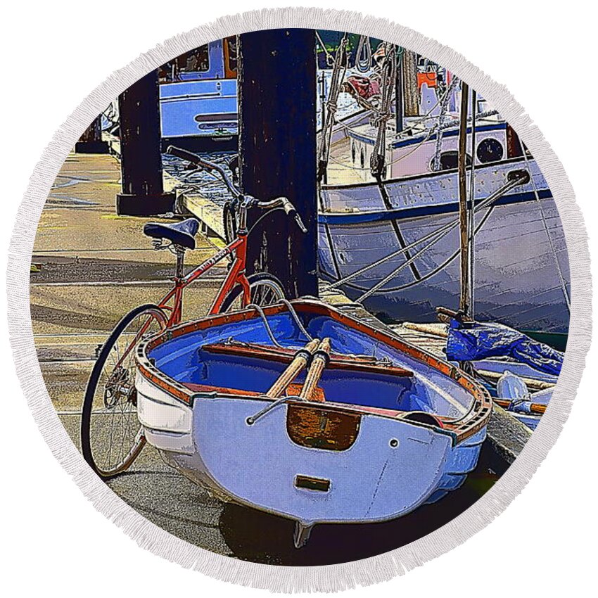Boat Round Beach Towel featuring the photograph Boating Life on Lopez Island No 2 by Sea Change Vibes