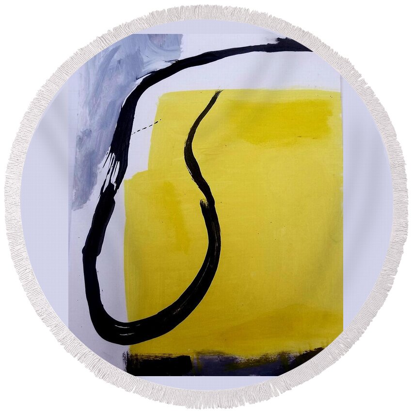 Abstract Round Beach Towel featuring the painting Borderline by Patricia Byron
