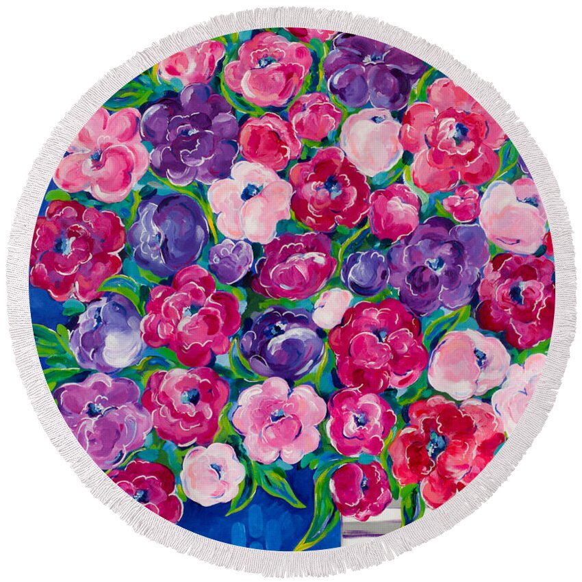 Flower Bouquet Round Beach Towel featuring the painting Bountiful by Beth Ann Scott