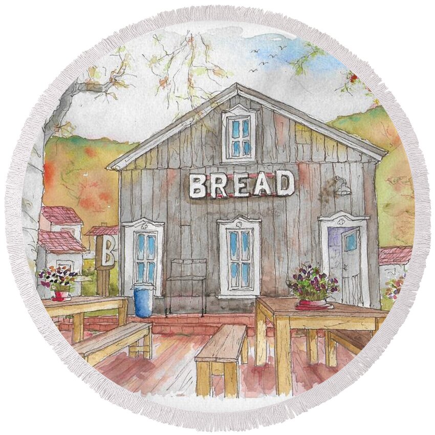 Bred Bar Round Beach Towel featuring the painting Bread Bar in Silver Plume, Colorado by Carlos G Groppa