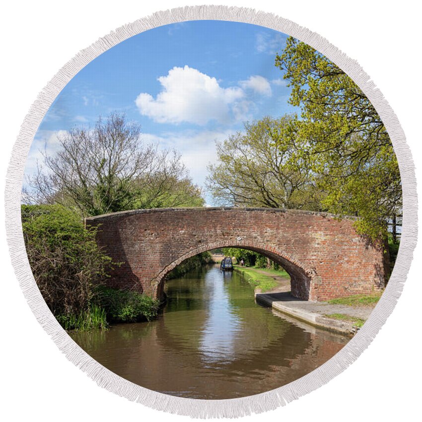 Canal Round Beach Towel featuring the photograph Bridge 56 in the sunshine by Steev Stamford