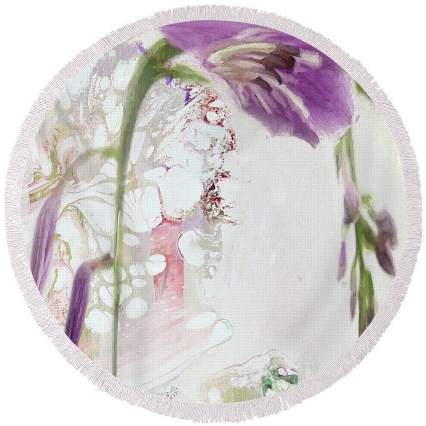 Floral Round Beach Towel featuring the photograph Bring Me Flowers by Karen Lynch