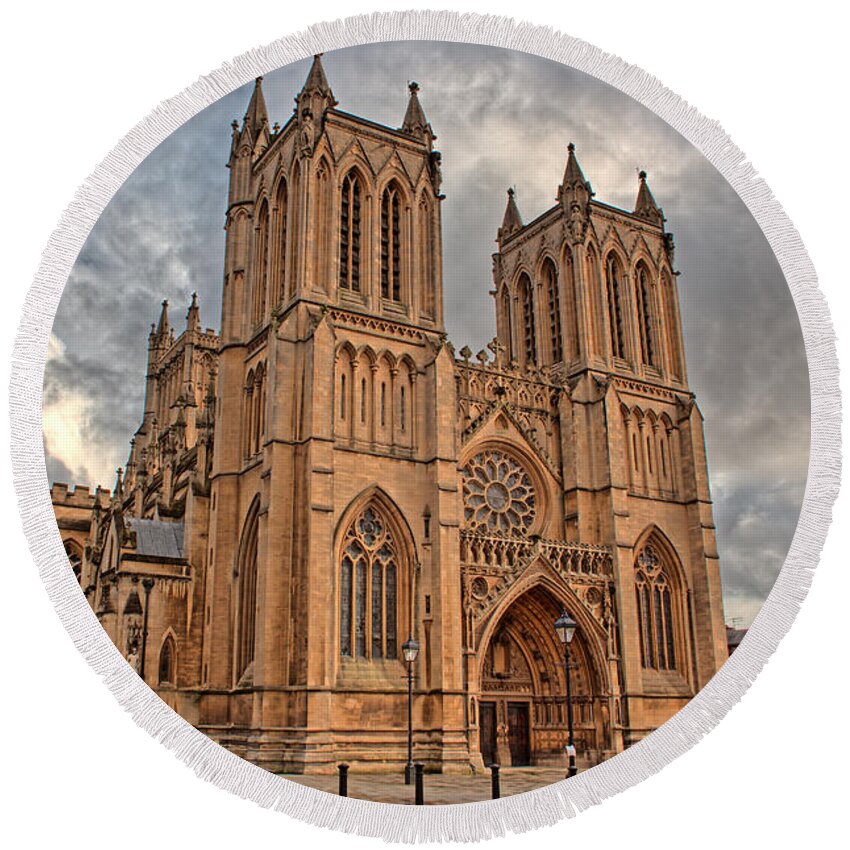 Bristol Round Beach Towel featuring the photograph Bristol Cathedral by Tony Mills