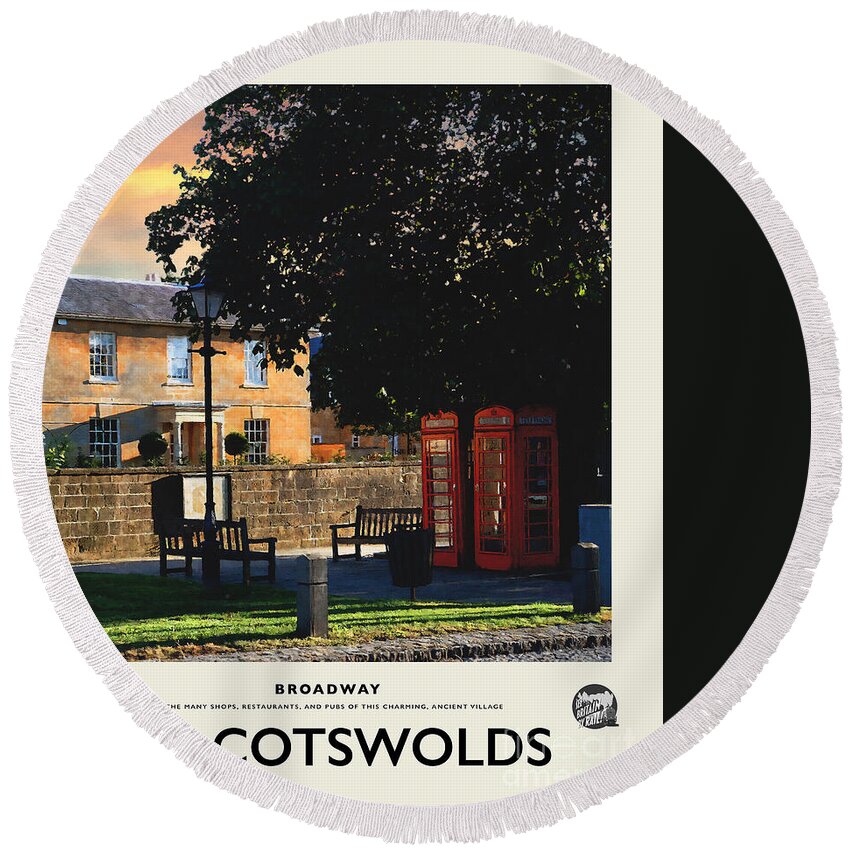 Cotswolds Round Beach Towel featuring the photograph Broadway Booths Cream Railway Poster by Brian Watt