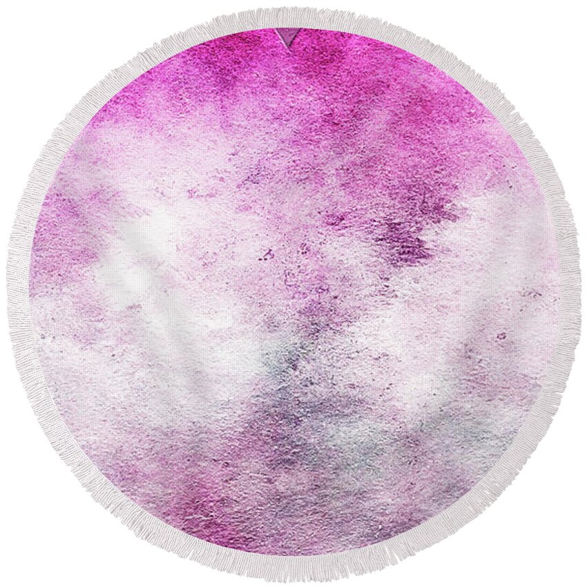 Heart Round Beach Towel featuring the mixed media Bruised Heart by Moira Law