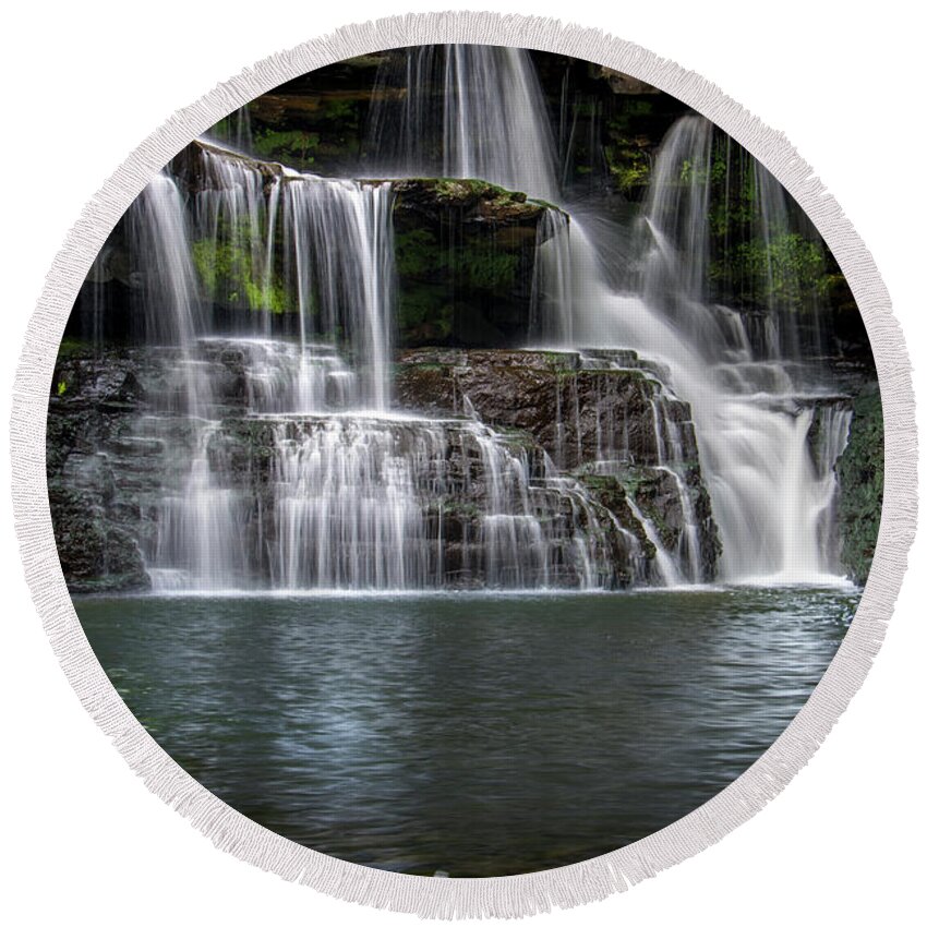 Mystic Round Beach Towel featuring the photograph Brush Creek Falls by Shelia Hunt