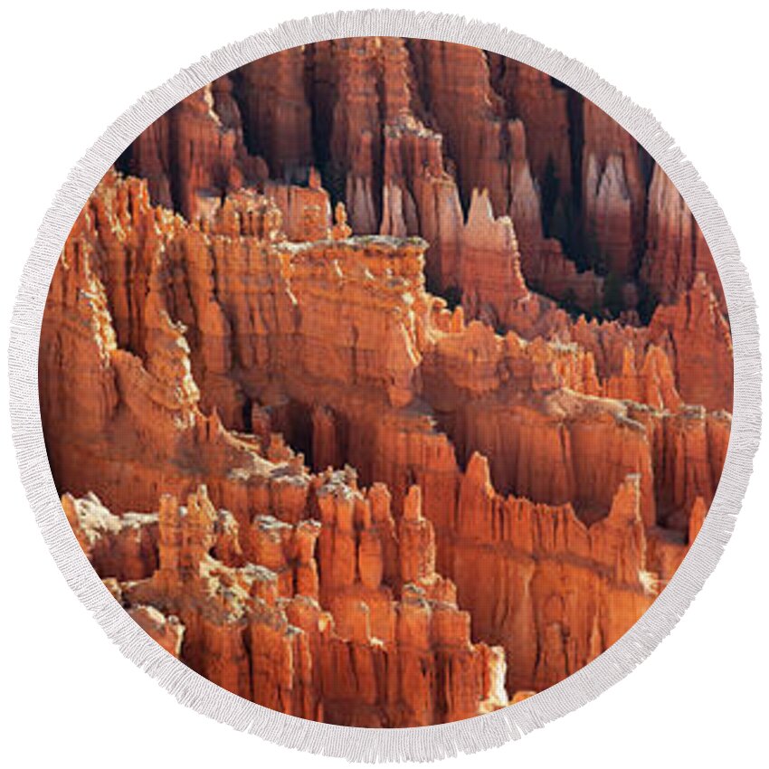Utah Round Beach Towel featuring the photograph Bryce Canyon Detail Panorama by Aaron Spong