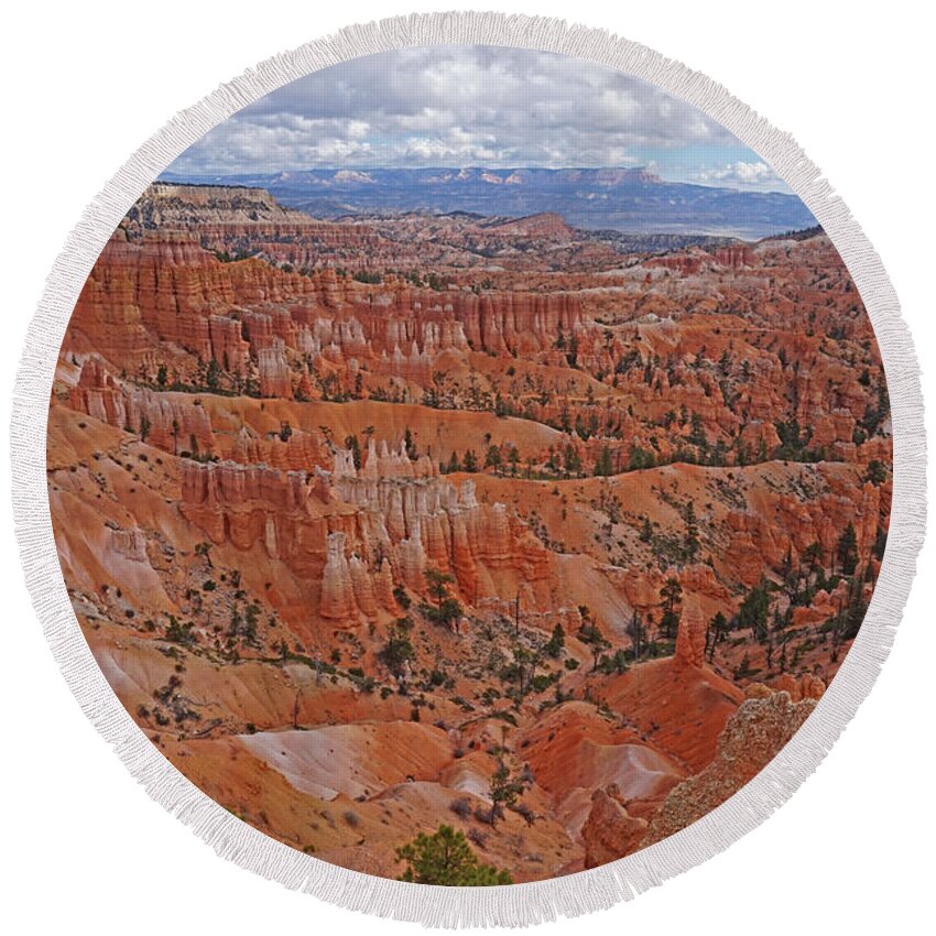 Bryce Canyon National Park Round Beach Towel featuring the photograph Bryce Canyon National Park - Shades of Orange and Pink by Yvonne Jasinski
