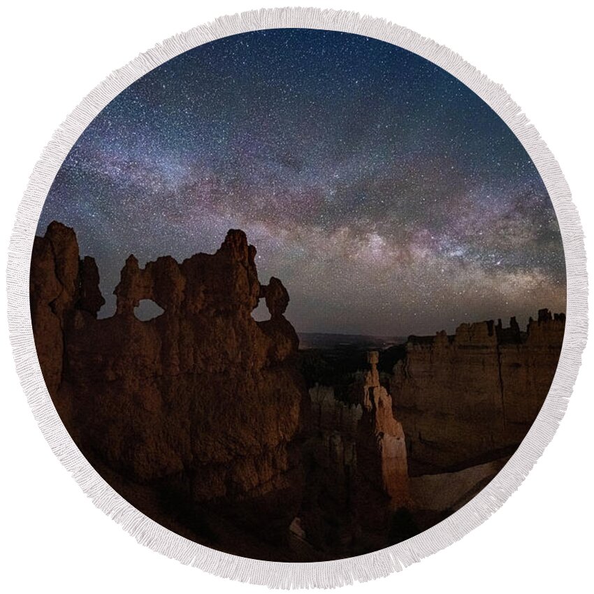  Round Beach Towel featuring the photograph Bryce Milky Way by Judi Kubes