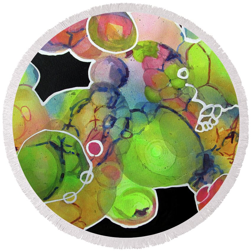 Color Round Beach Towel featuring the painting Bubble Art 2 by Kathy Braud