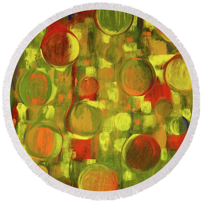 A-fine-art Round Beach Towel featuring the mixed media Bubblelicious 7 by Catalina Walker