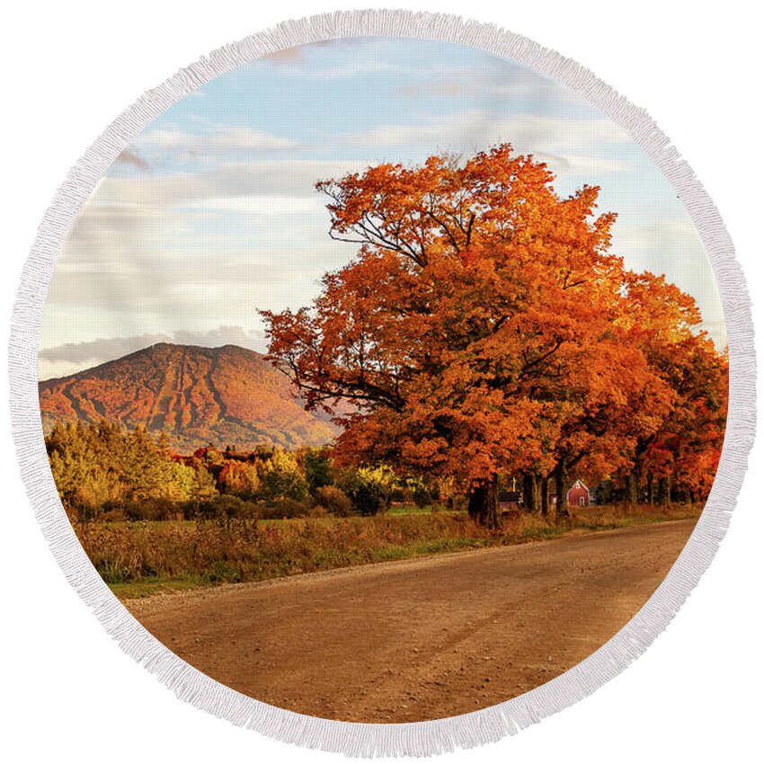 Bvt Round Beach Towel featuring the photograph Burke Mountain From Sugarhouse Road by John Rowe