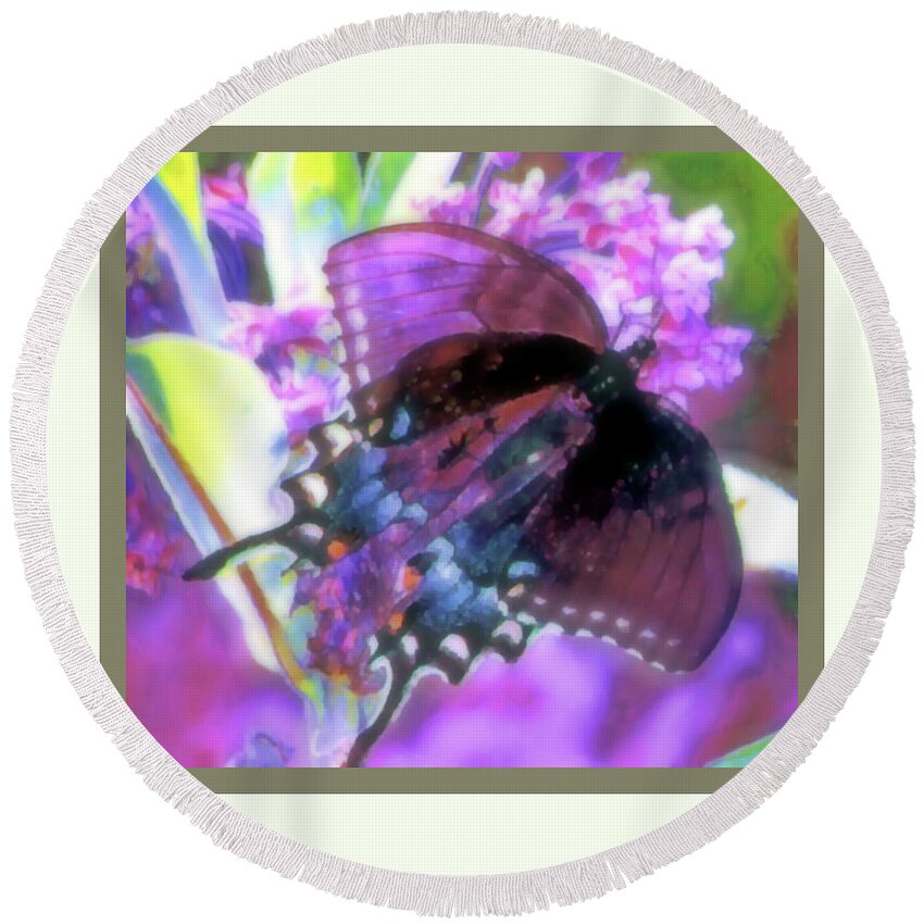  Round Beach Towel featuring the photograph Butterflies and Memories by Shirley Moravec