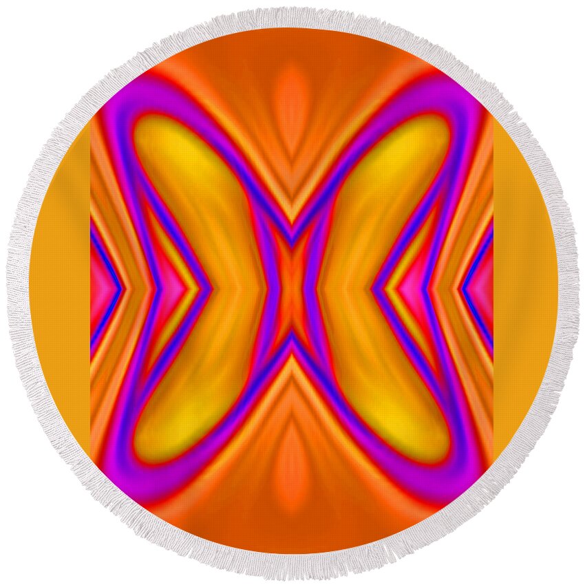 Abstract Art Round Beach Towel featuring the digital art Butterfly Abstract Mango by Ronald Mills