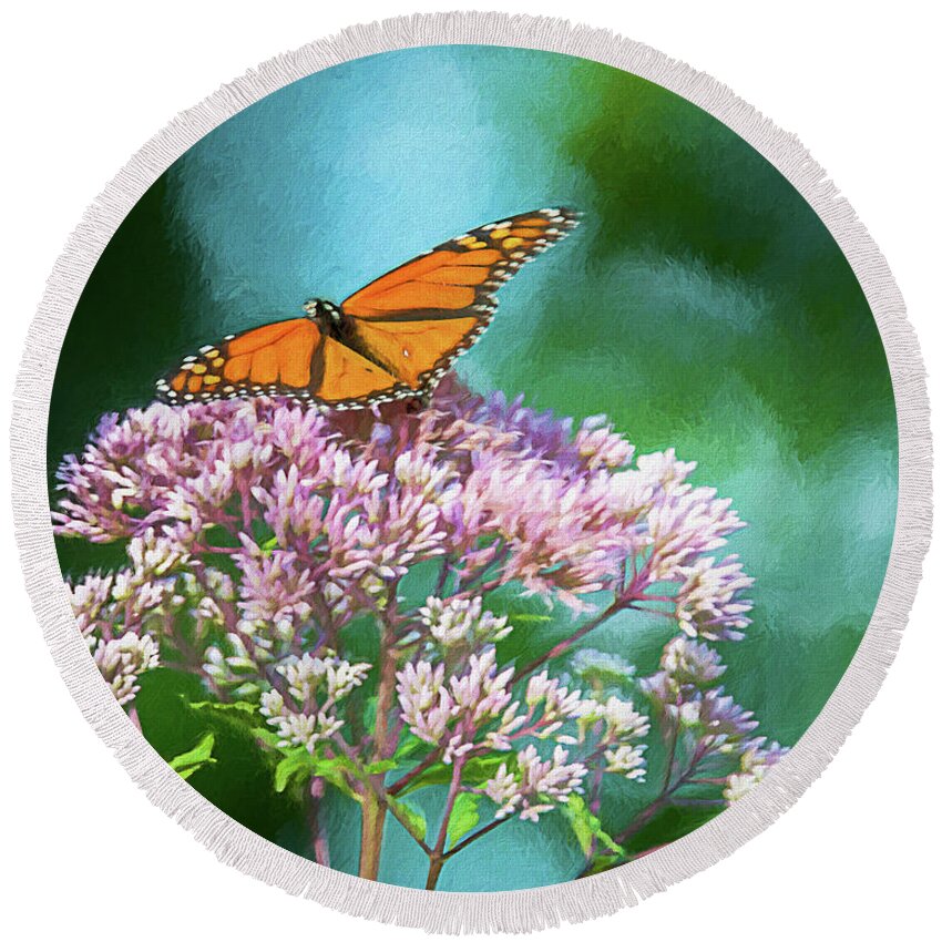 Butterfly Round Beach Towel featuring the photograph Butterfly by Cathy Kovarik