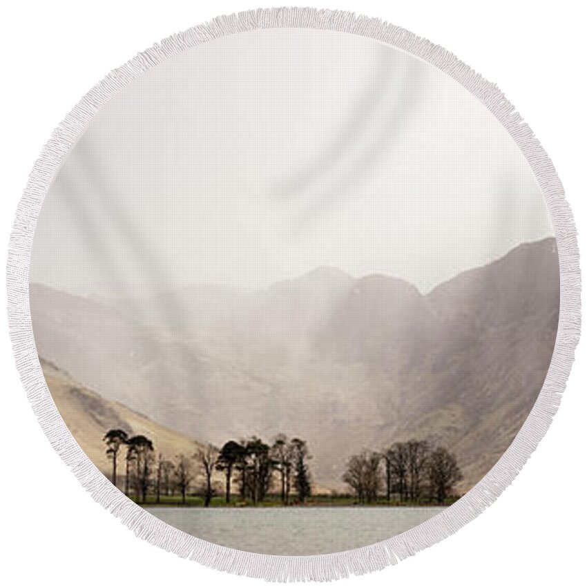 Panorama Round Beach Towel featuring the photograph Buttermere Lake Dsitrict by Sonny Ryse