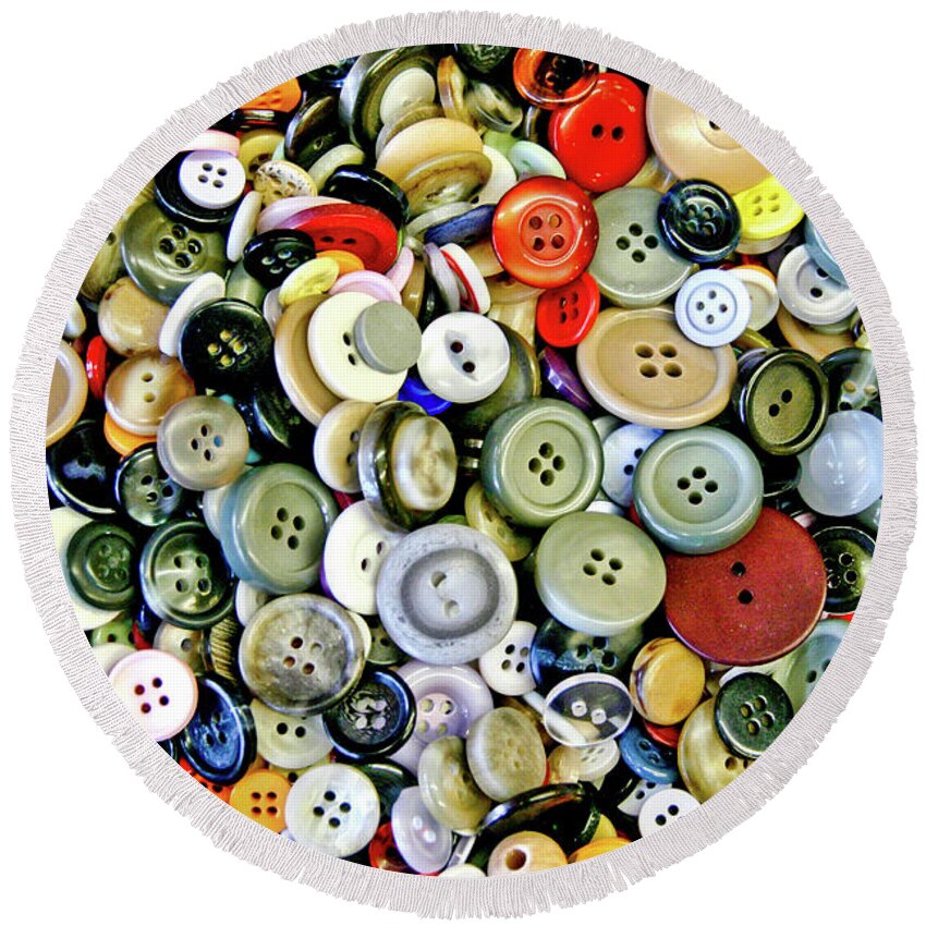Buttons Round Beach Towel featuring the photograph Buttons by Steve Ladner