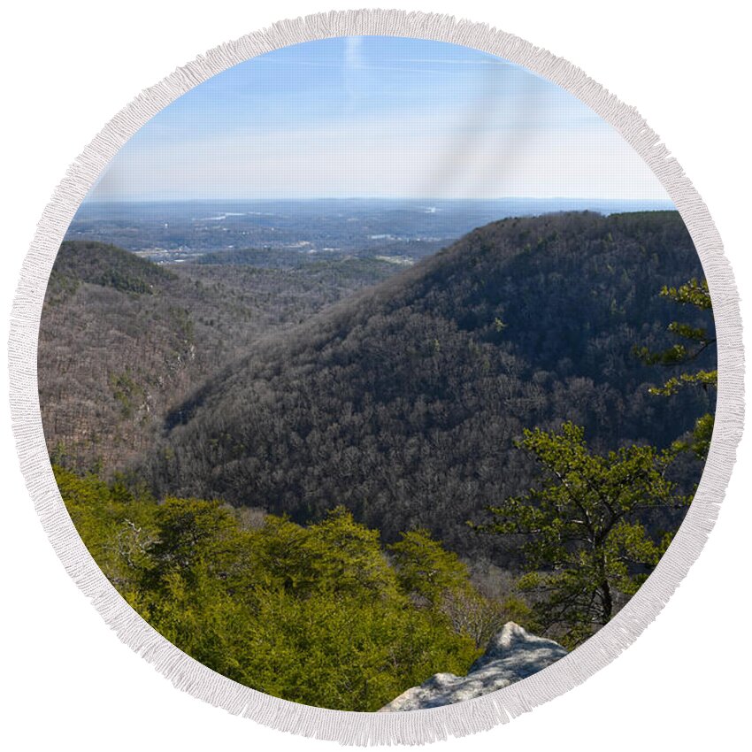 Cumberland Plateau Round Beach Towel featuring the photograph Buzzard Point Overlook 1 by Phil Perkins