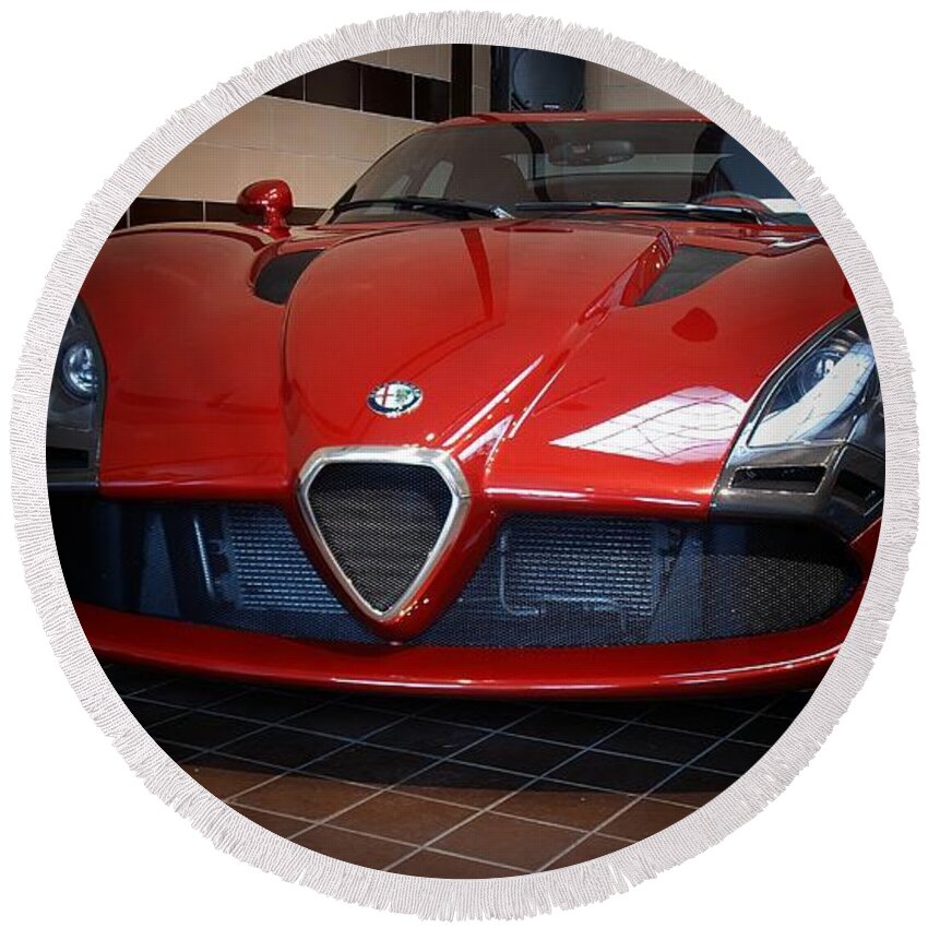 Cars Round Beach Towel featuring the photograph By Zagato by John Schneider
